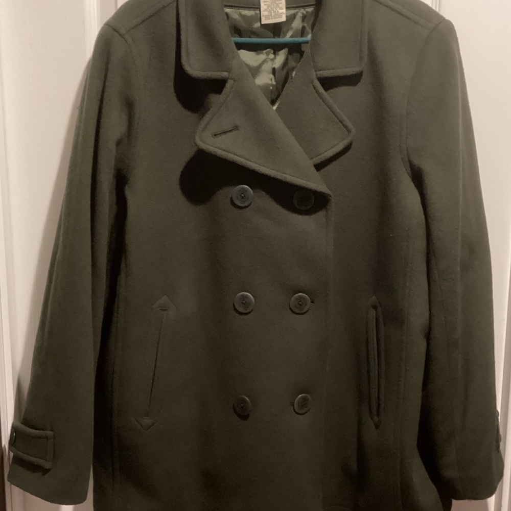NWOT Women’s L.L. Bean Classic Lambswool Peacoat Olive Color - Size 20 - REG